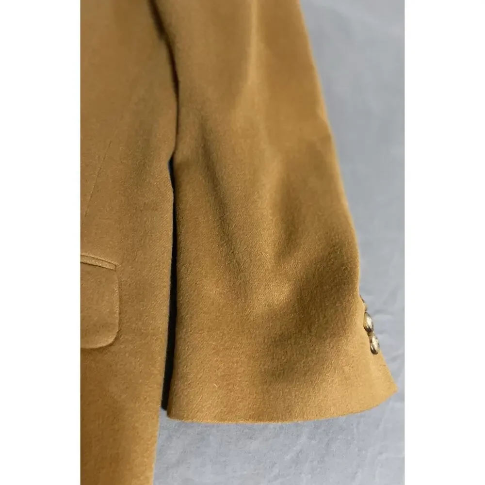 Vtg Bill Blass 100% Cashmere Blazer Sport Coat Jacket 42R Camel Tan Gold Mens